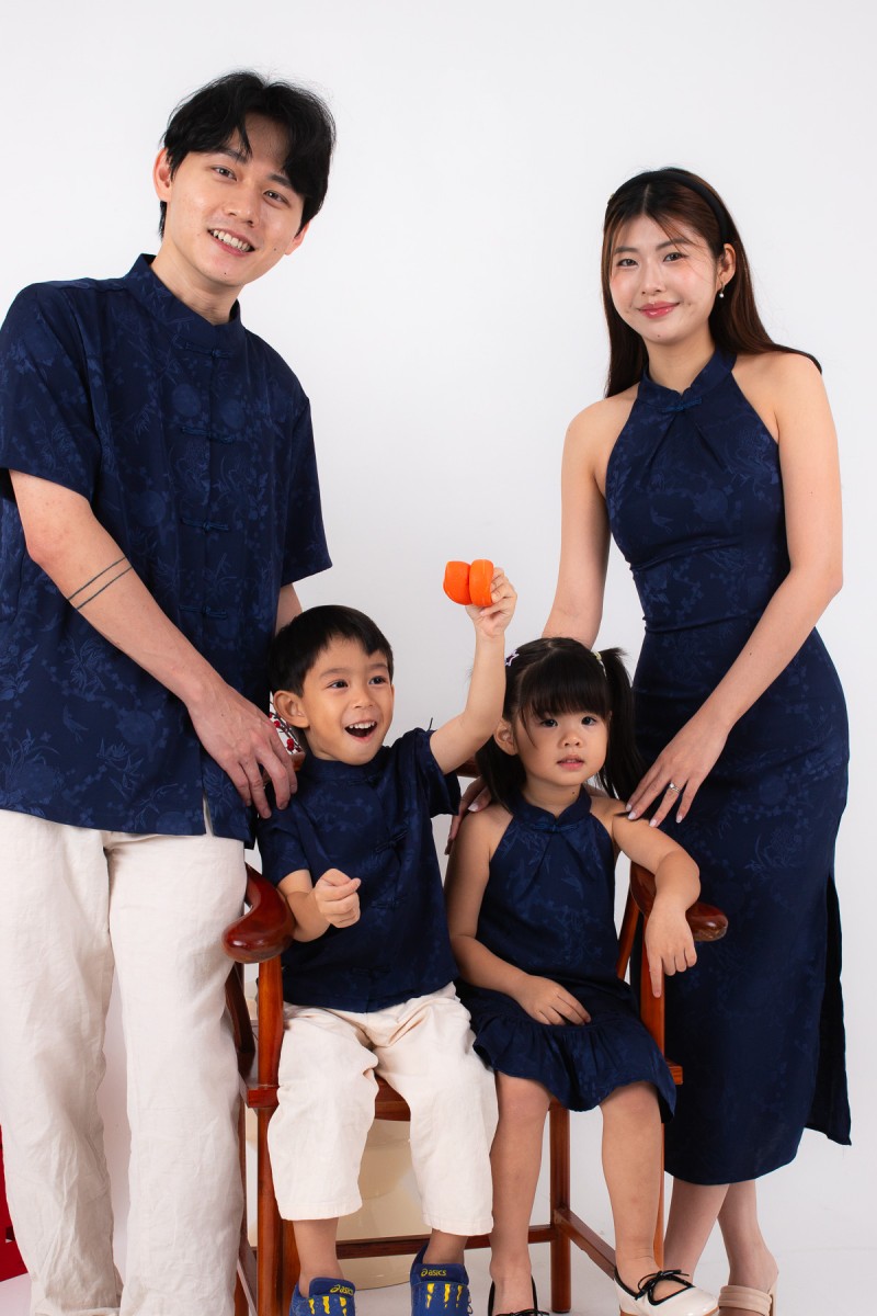 BACKORDERS: Evan Mens Mandarin Shirt in Navy