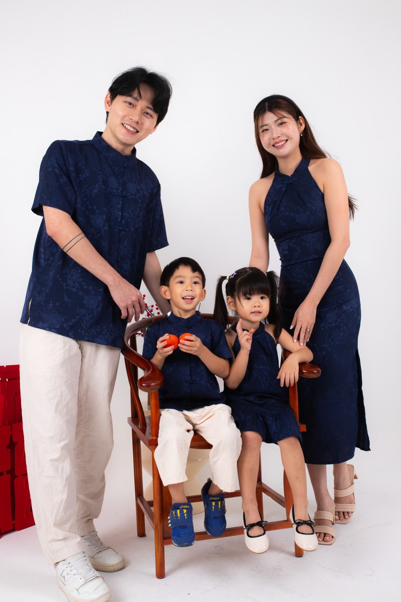 BACKORDERS: Evan Mens Mandarin Shirt in Navy