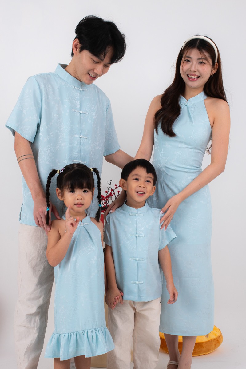 BACKORDERS: Evan Mens Mandarin Shirt in Tiffany Blue