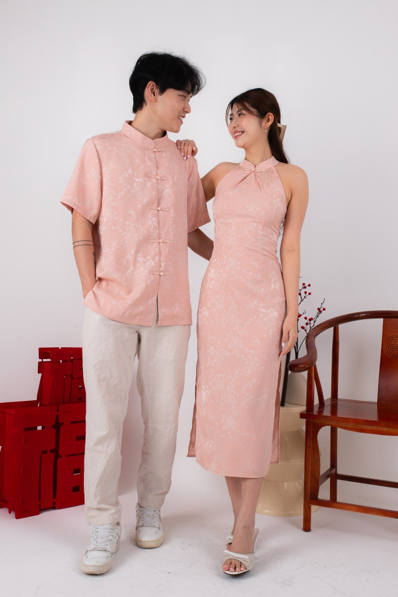 BACKORDERS: Evan Mens Mandarin Shirt in Pink