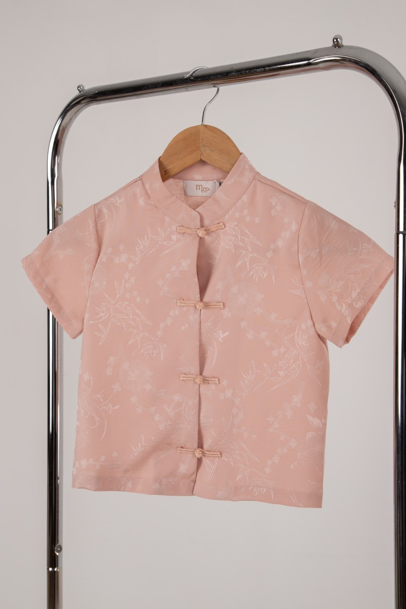 Evan Junior Boy Mandarin Shirt in Pink