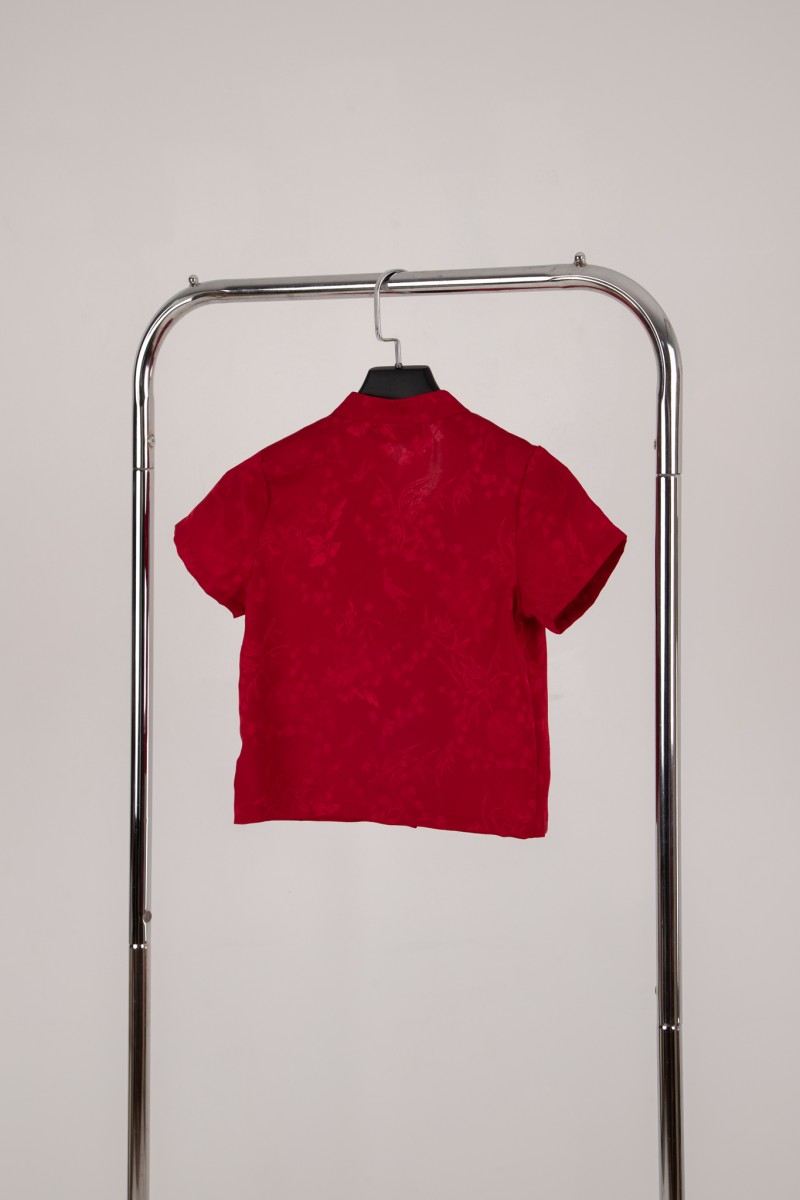 Evan Junior Boy Mandarin Shirt in Red