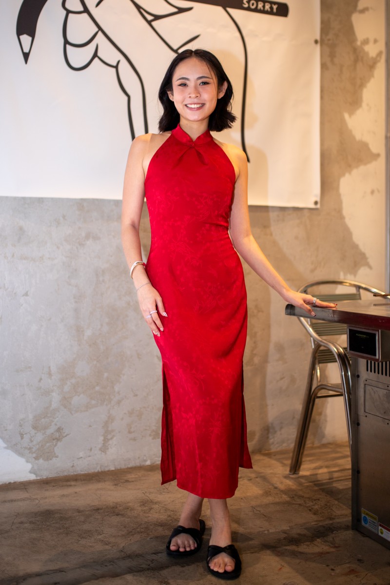 Miranda Cheongsam Maxi Dress in Red
