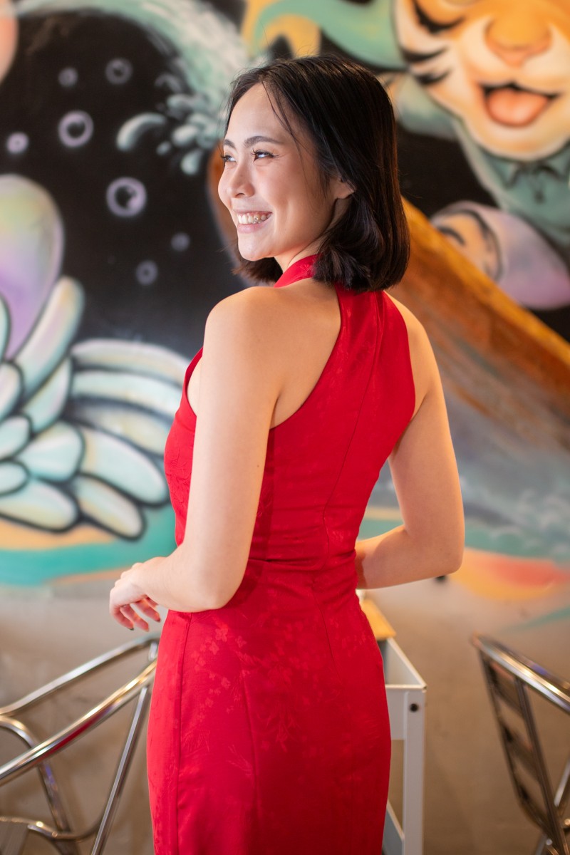 Miranda Cheongsam Maxi Dress in Red