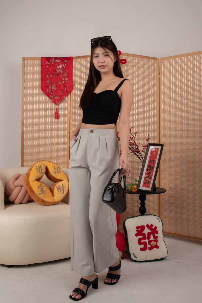 Amy Fitted Strap Top in Black