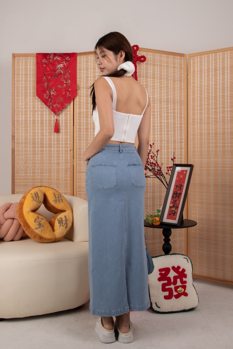 Amy Fitted Strap Top in White