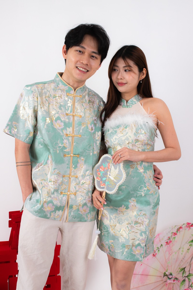 Affinity Cheongsam Mini Dress in Jade