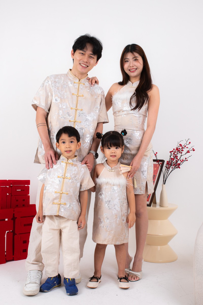 Affinity Cheongsam Mini Dress in Champagne