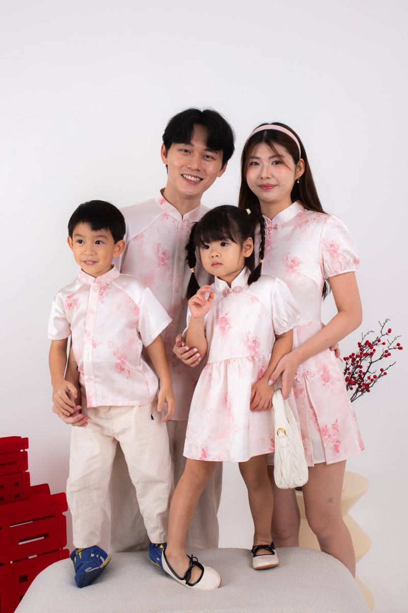 Aura Junior Girl Puff Sleeve Dress in Pink