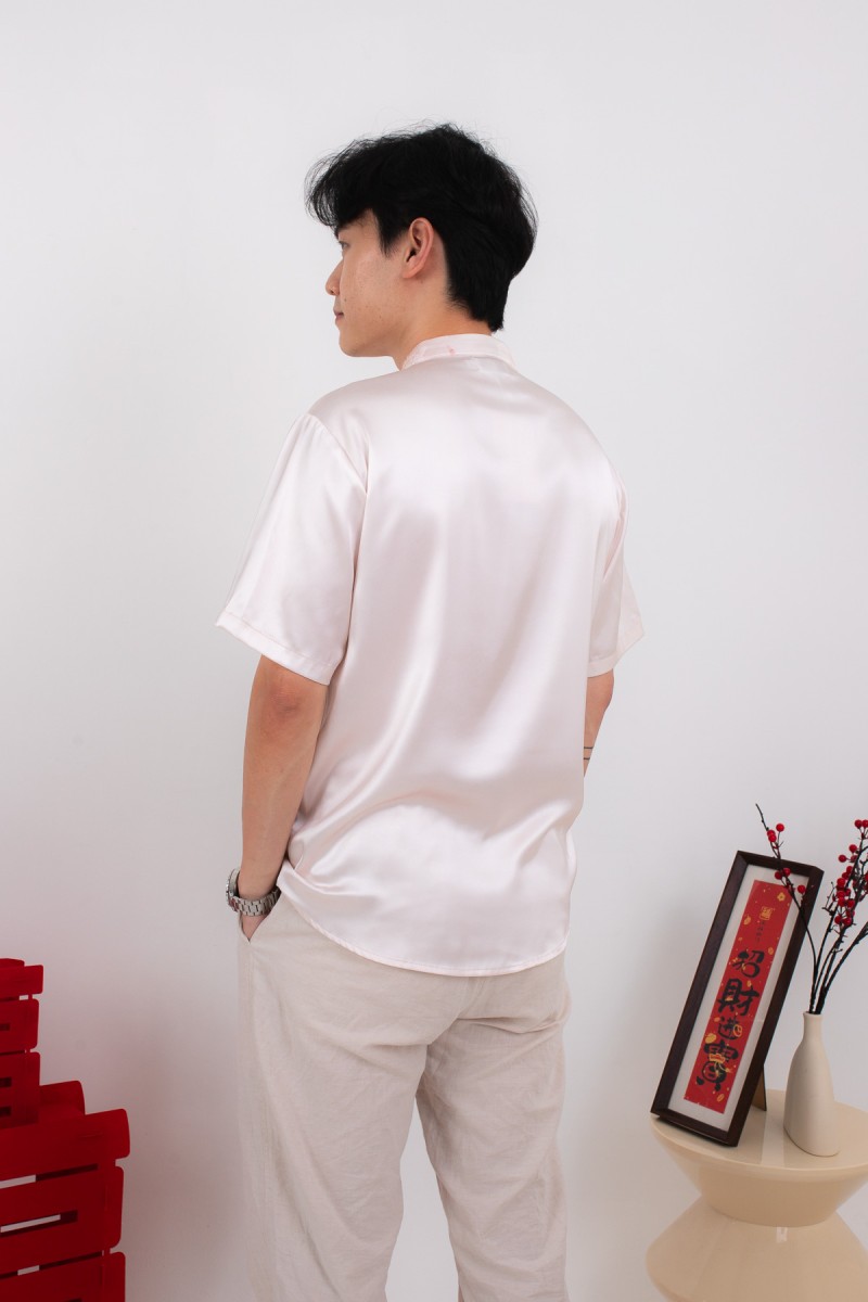 Aura Men Button Up Shirt in Pink