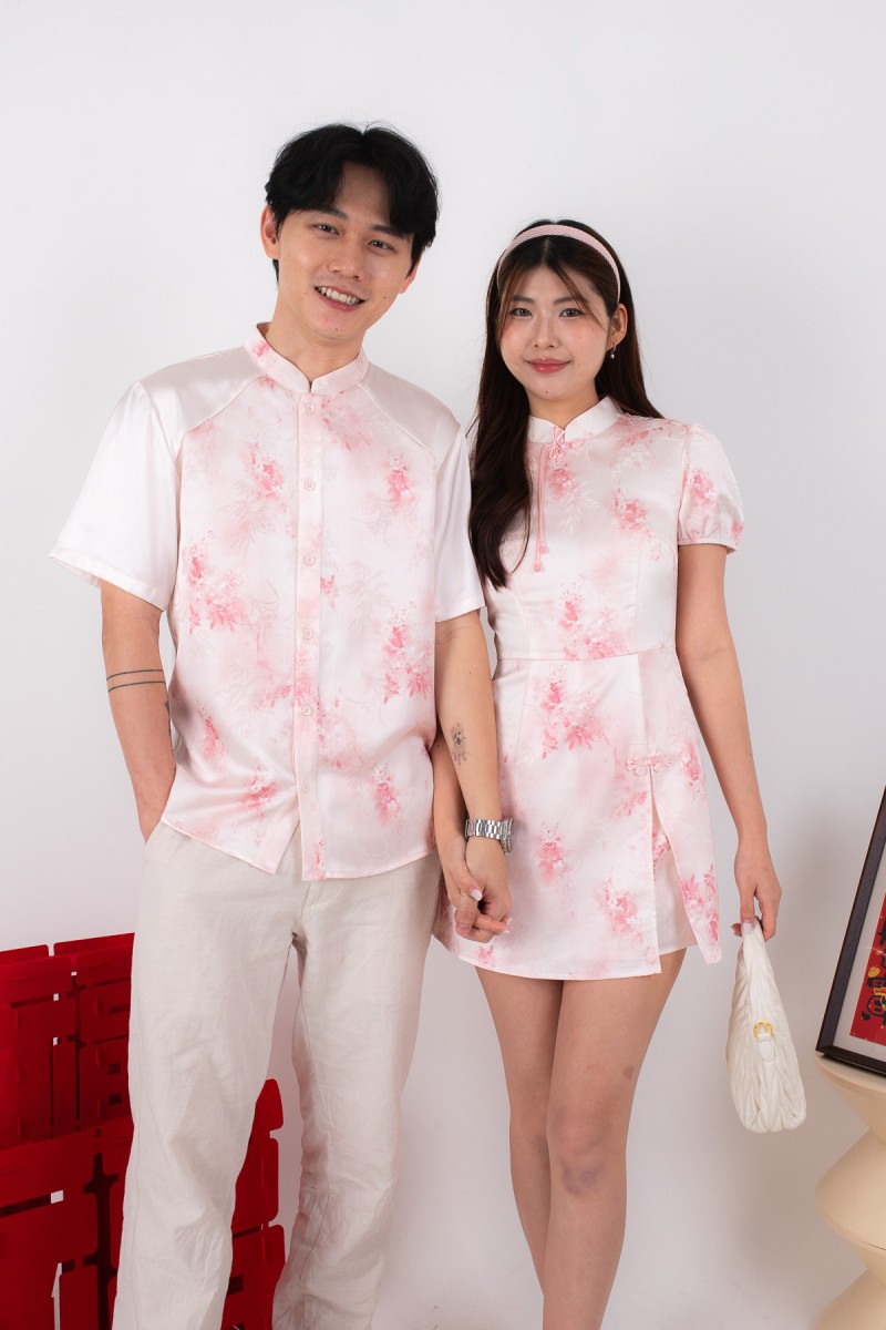 Aura Men Button Up Shirt in Pink
