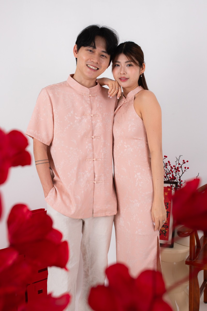 BACKORDERS: Miranda Cheongsam Maxi Dress in Pink
