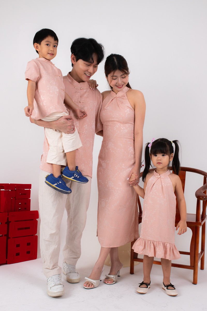 BACKORDERS: Miranda Cheongsam Maxi Dress in Pink