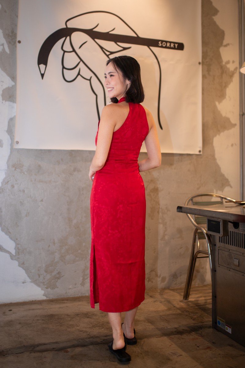 BACKORDERS: Miranda Cheongsam Maxi Dress in Red