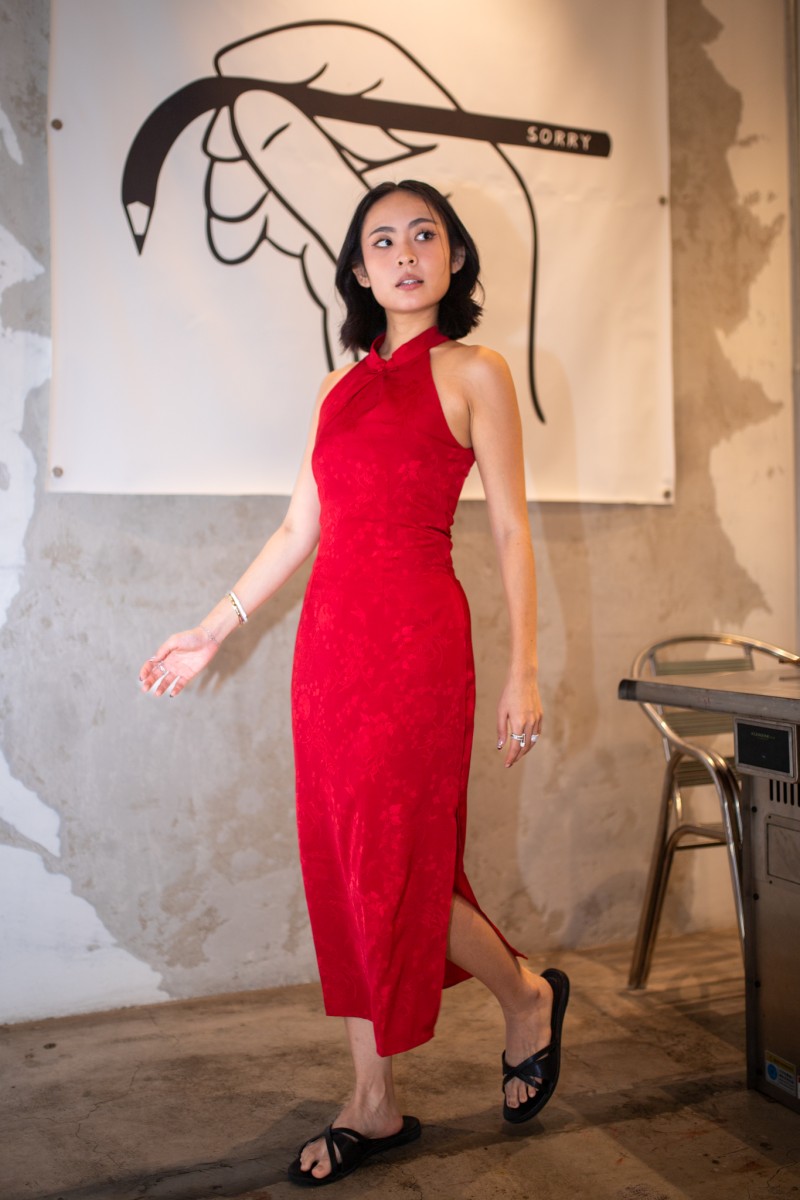 BACKORDERS: Miranda Cheongsam Maxi Dress in Red