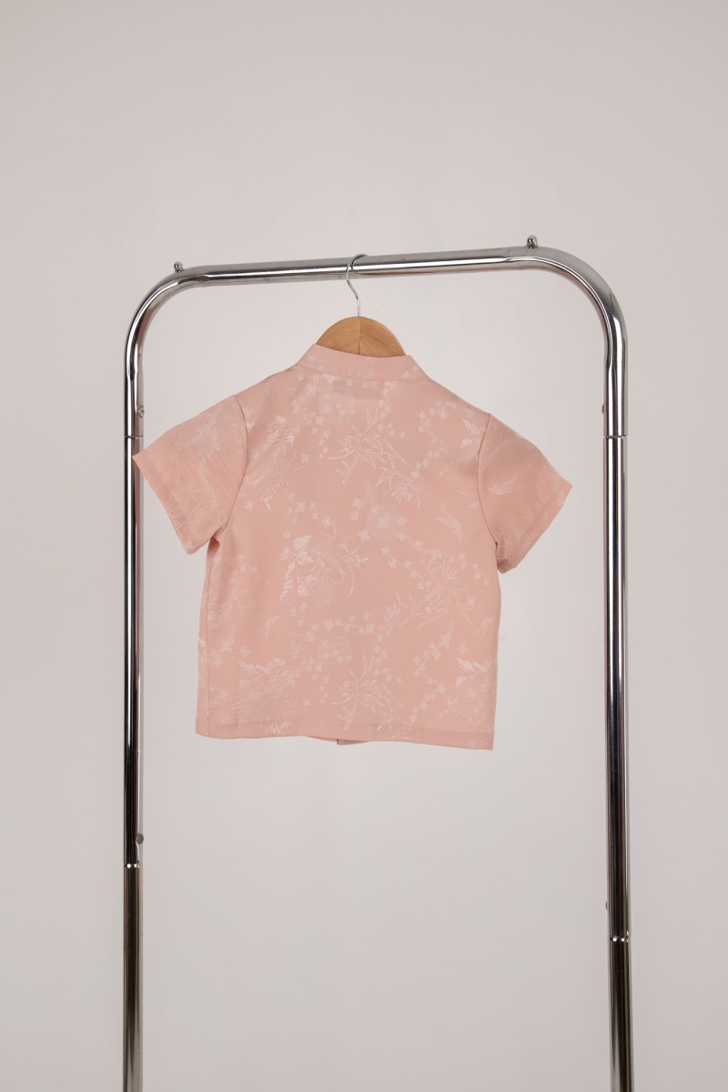 BACKORDERS: Evan Junior Boy Mandarin Shirt in Pink