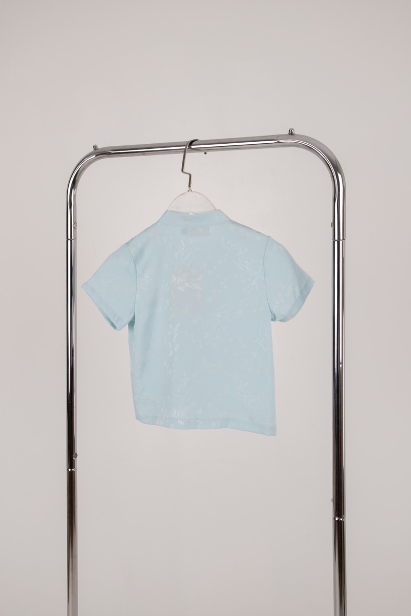 BACKORDERS: Evan Junior Boy Mandarin Shirt in Tiffany Blue