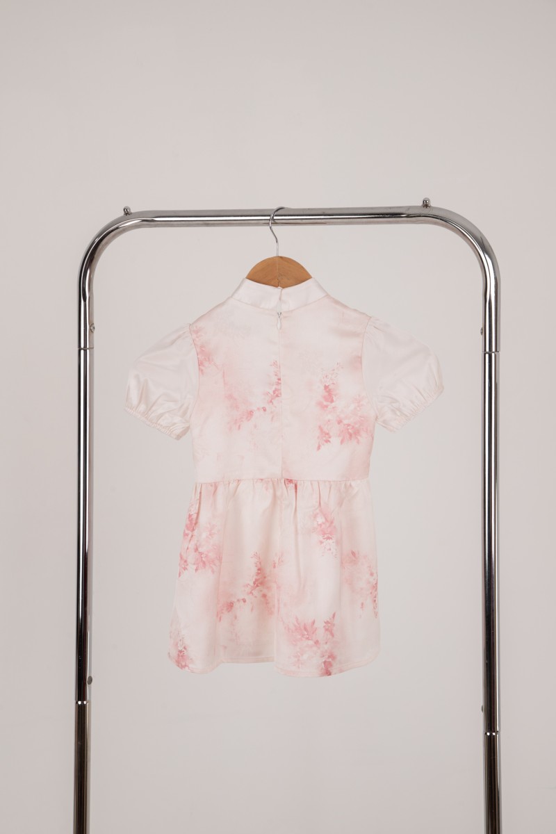 Aura Junior Girl Puff Sleeve Dress in Pink