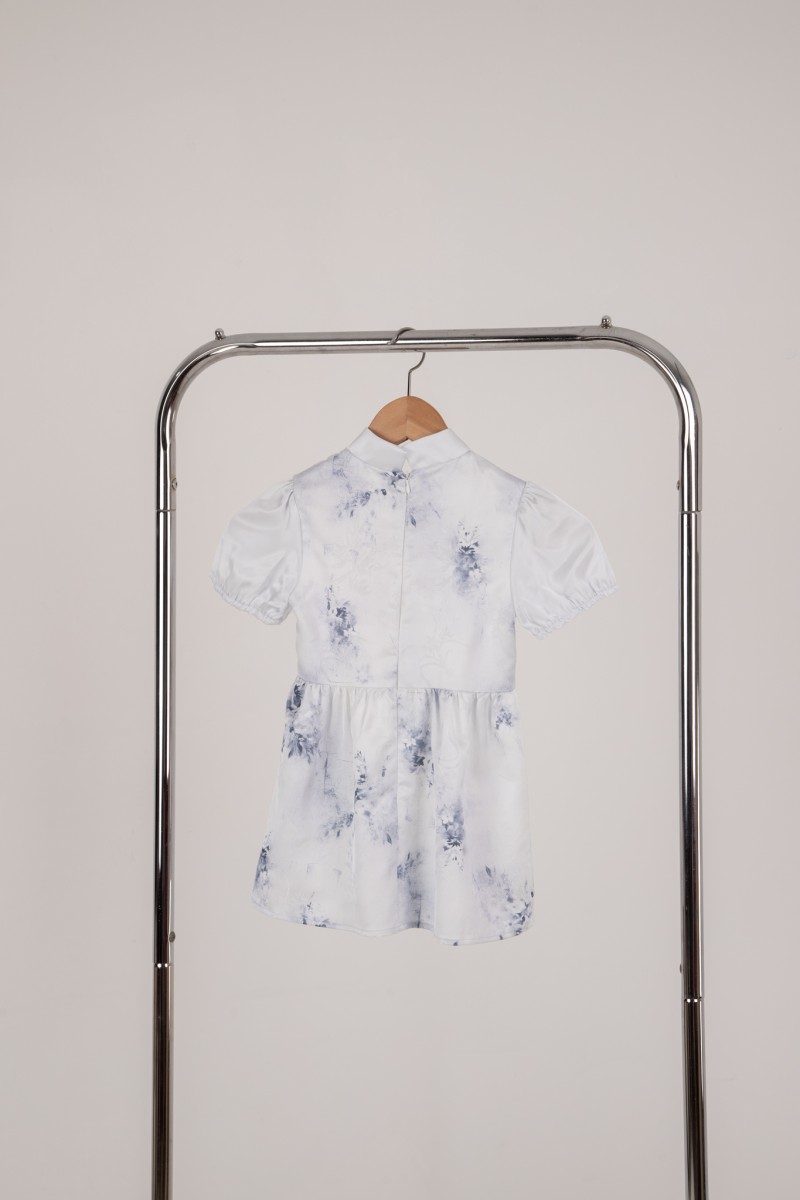 Aura Junior Girl Puff Sleeve Dress in Blue