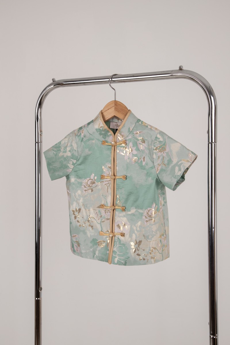 Affinity Junior Boy Mandarin Button Shirt in Jade
