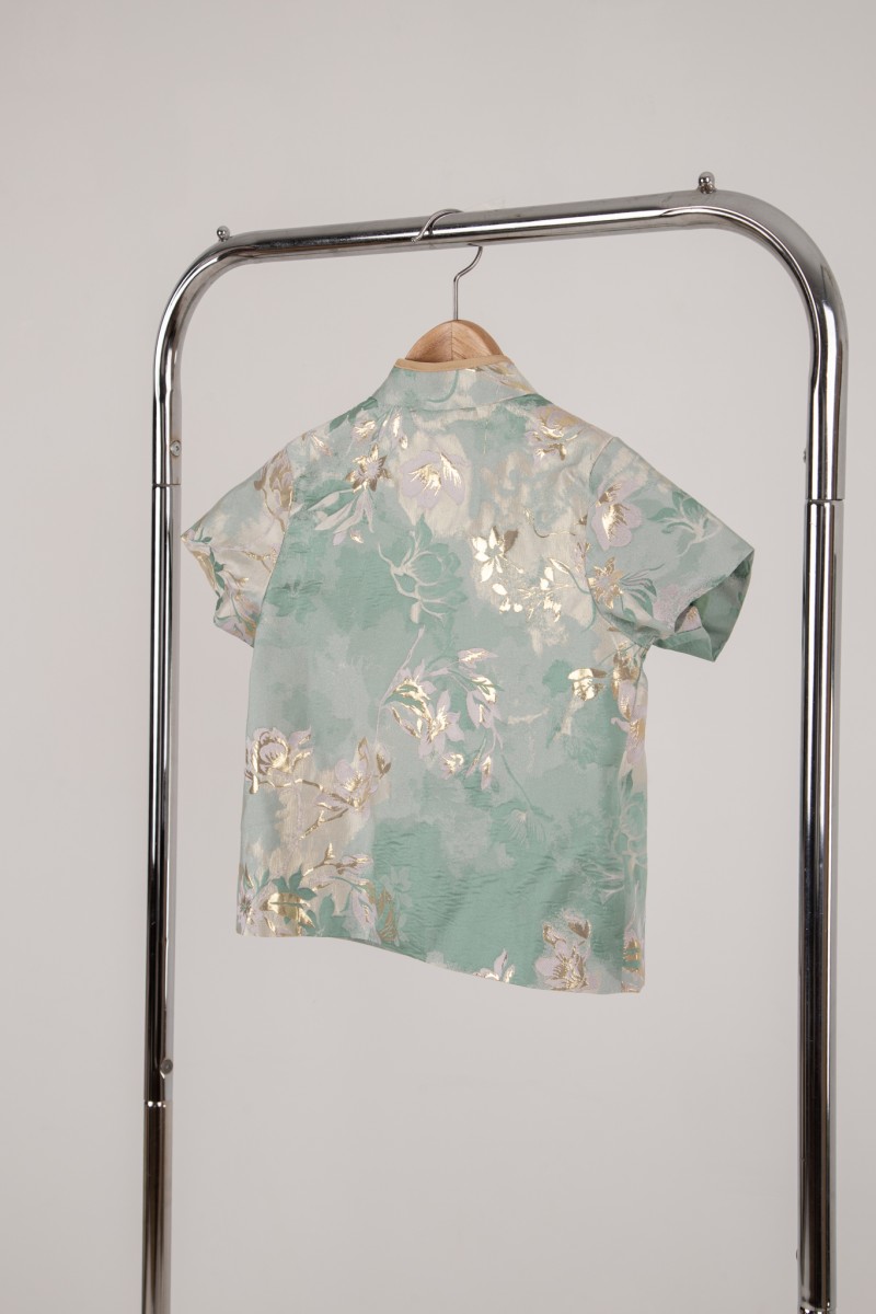 Affinity Junior Boy Mandarin Button Shirt in Jade