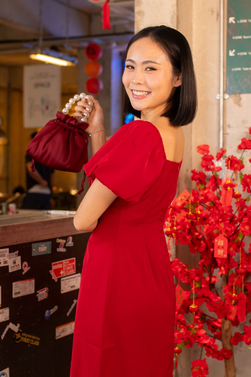 Rhea Babydoll Dress in Wine