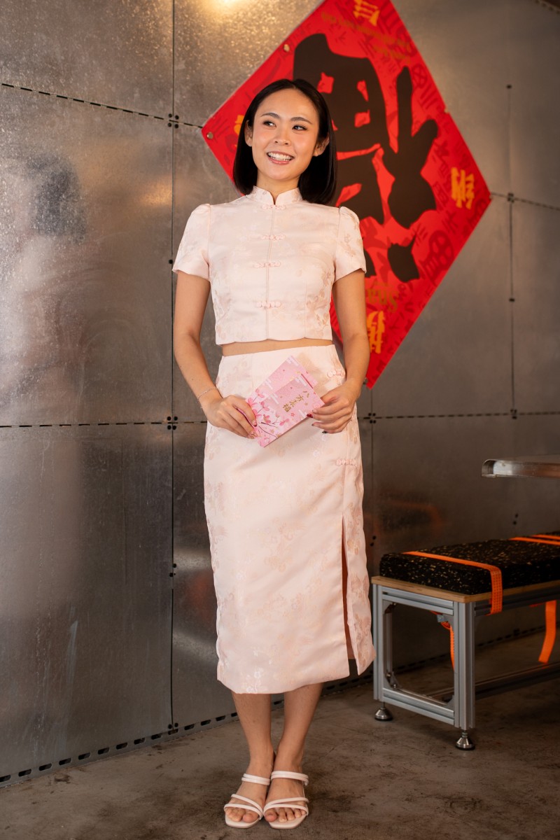 Prosperity Jacquard Midi Skirt in Pink