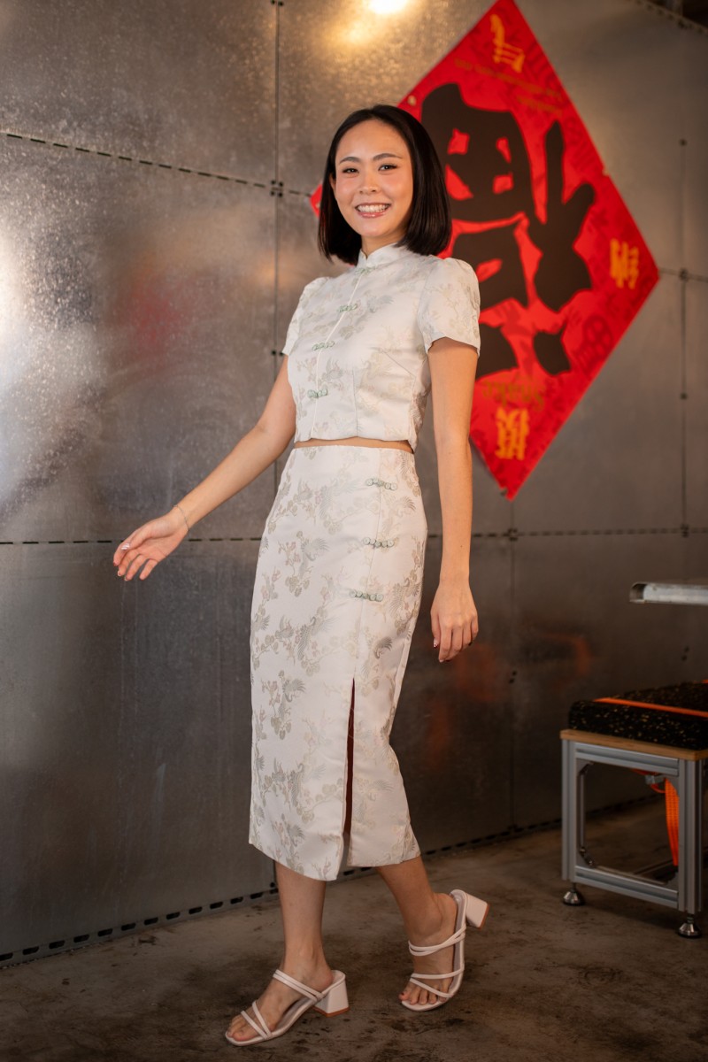 Evergold Jacquard Sleeved Top in Sage