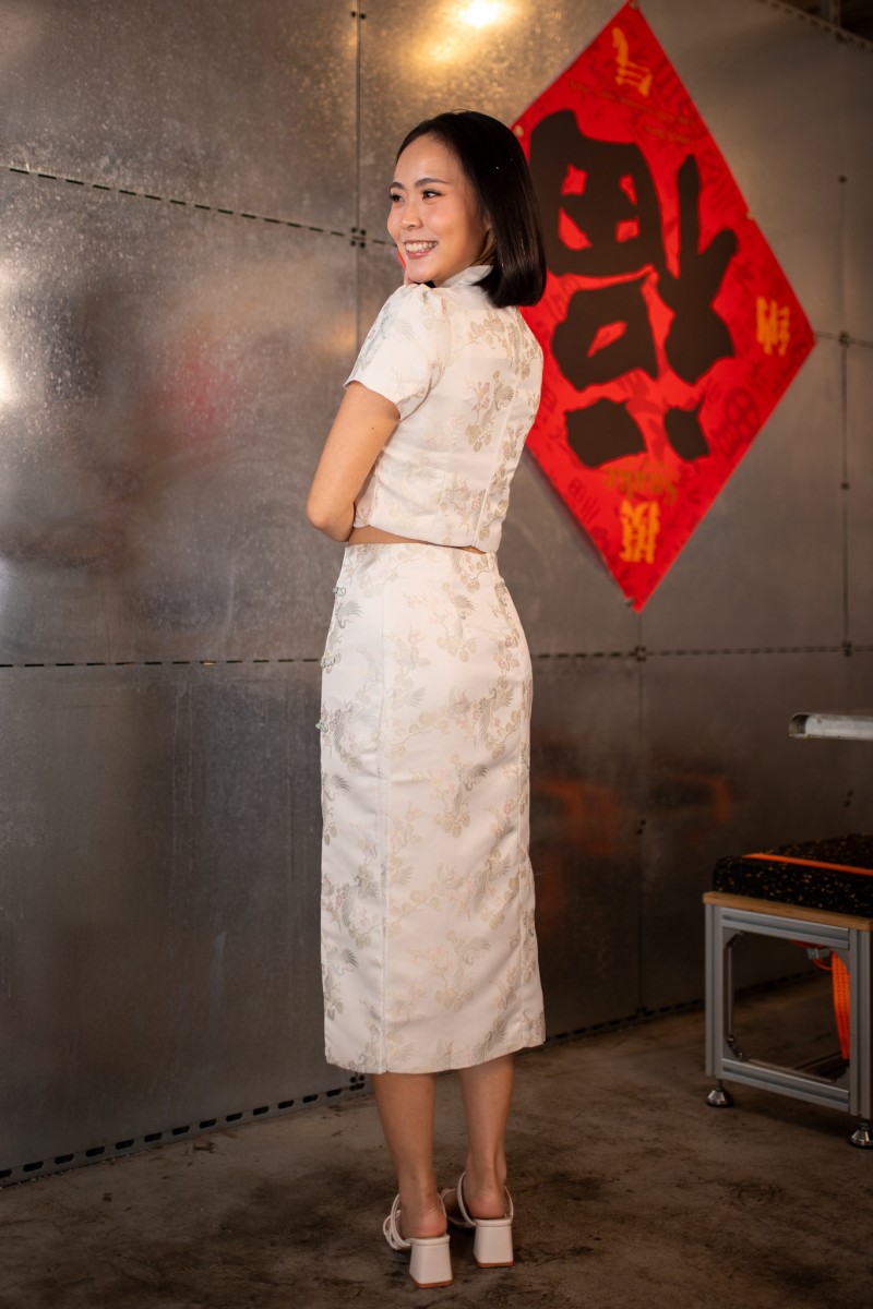 Evergold Jacquard Sleeved Top in Sage