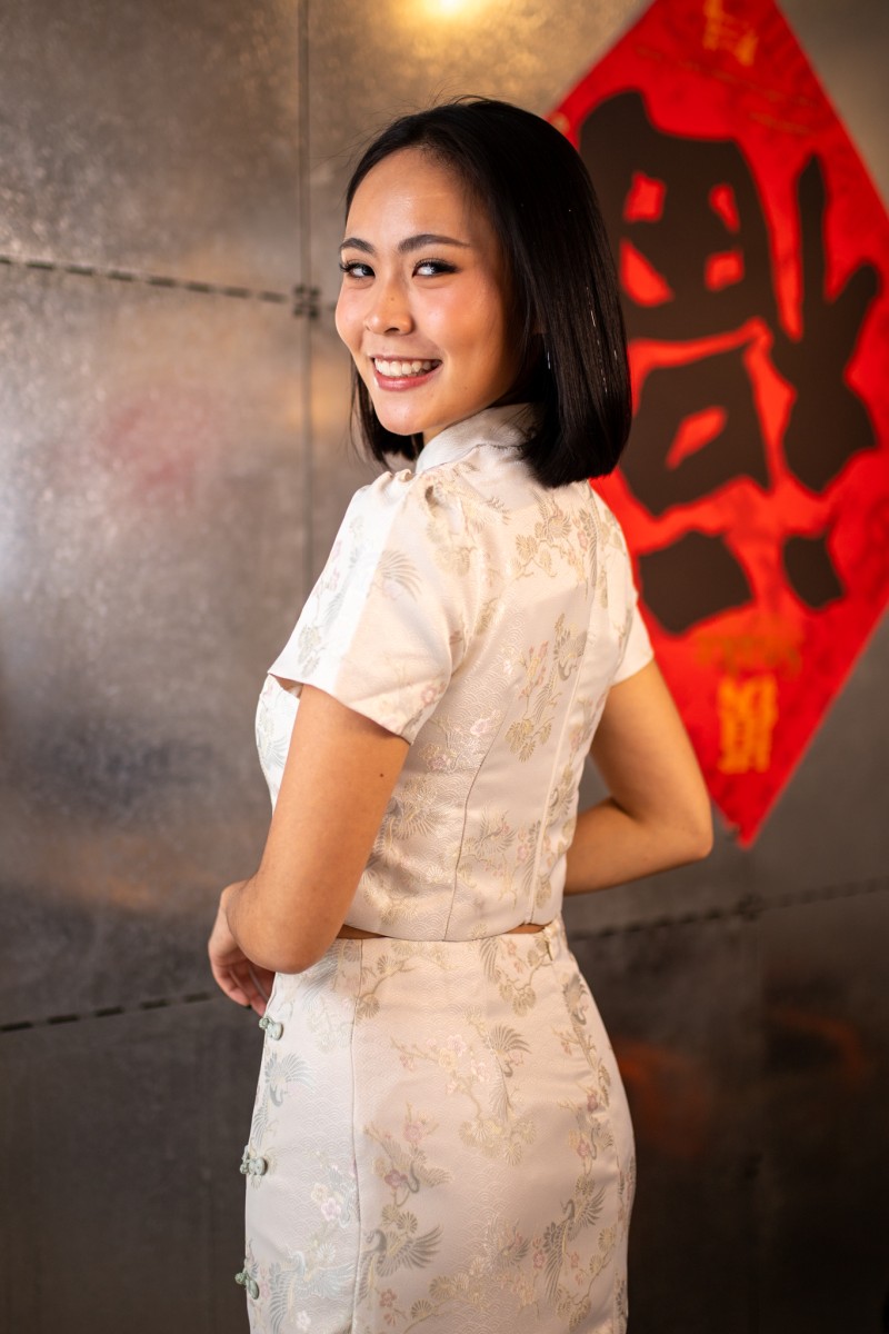 Evergold Jacquard Sleeved Top in Sage