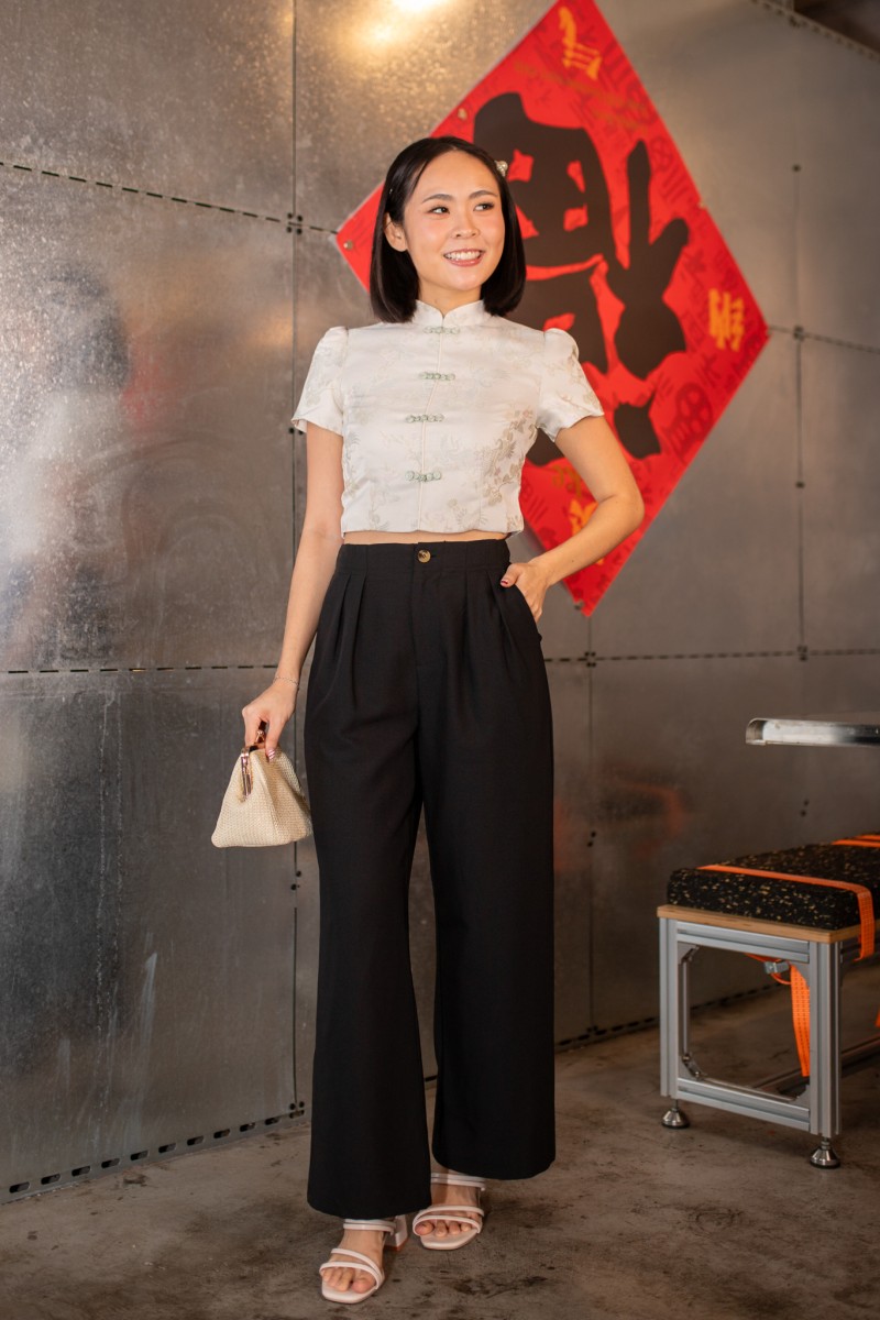 Evergold Jacquard Sleeved Top in Sage