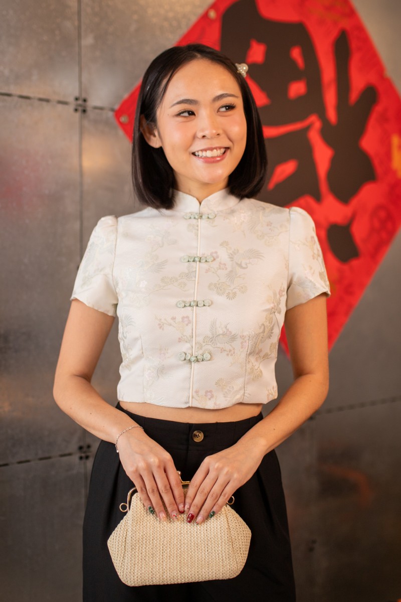 Evergold Jacquard Sleeved Top in Sage