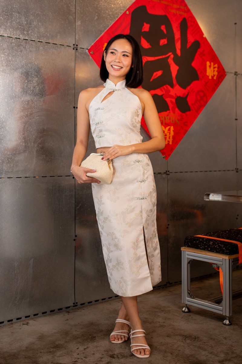 Virtue Jacquard Halter Top in Sage