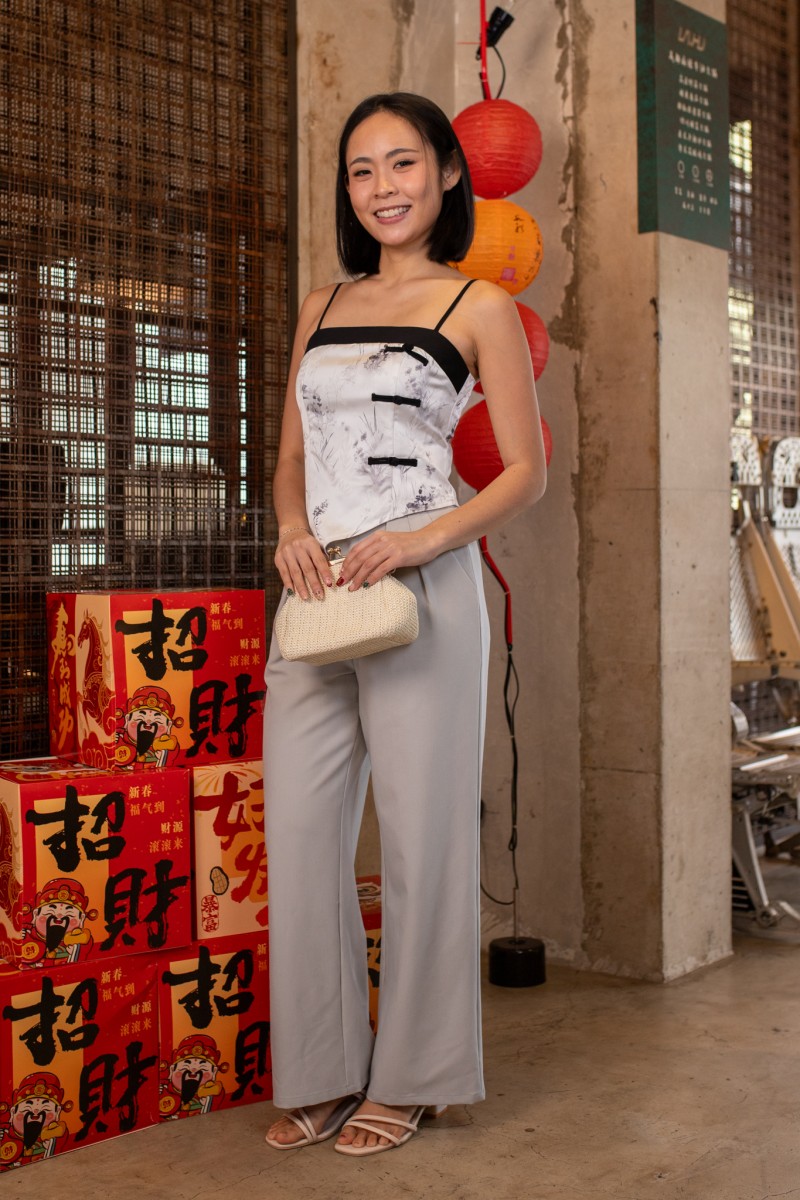 Arabel Printed Strap Top in Black