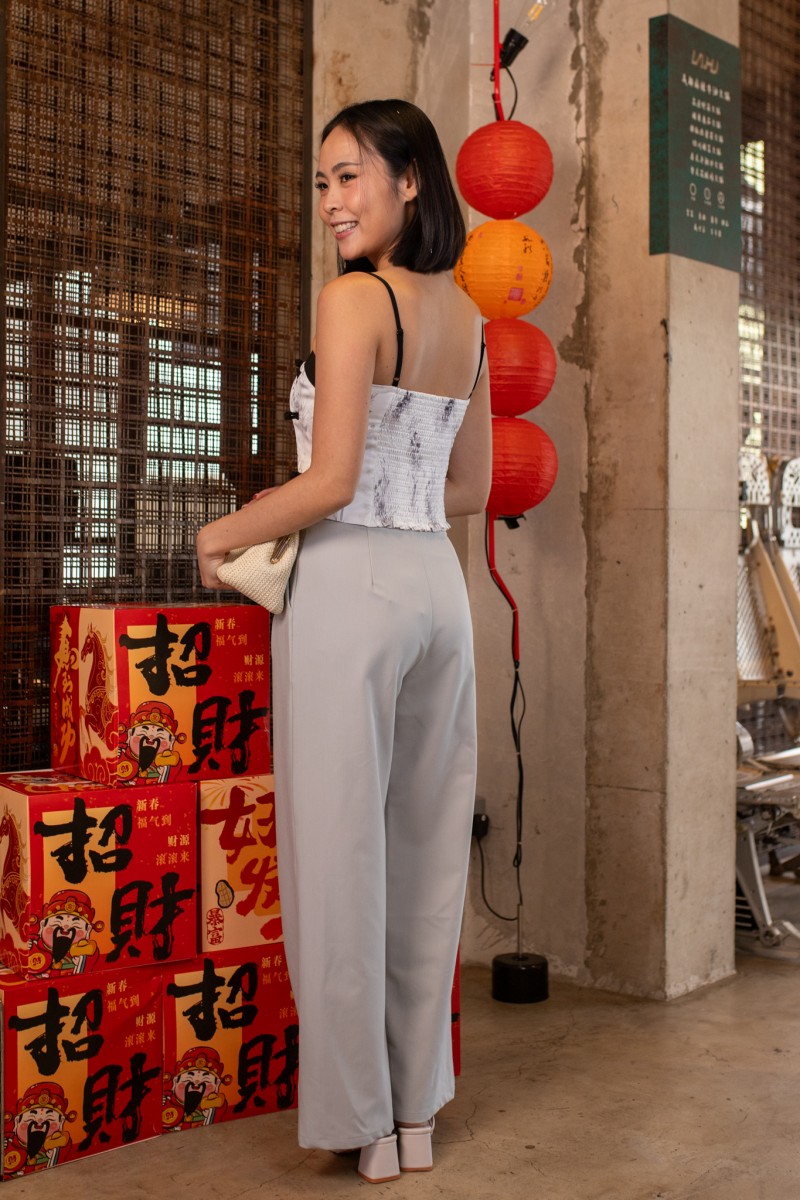 Arabel Printed Strap Top in Black