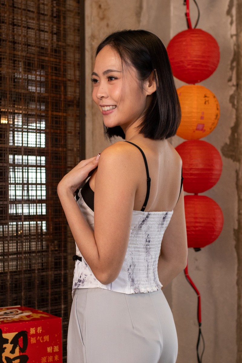 Arabel Printed Strap Top in Black