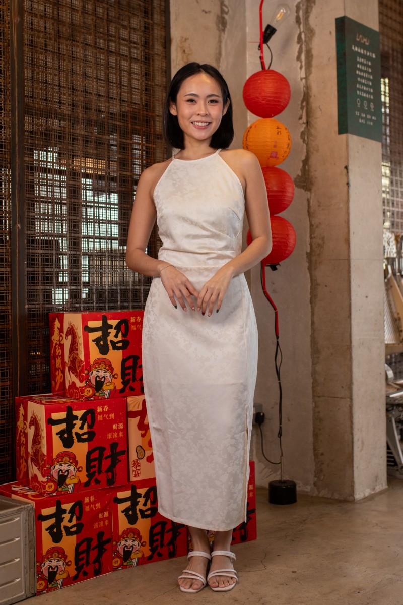 Liang Halter Ruched Maxi Dress in Ivory