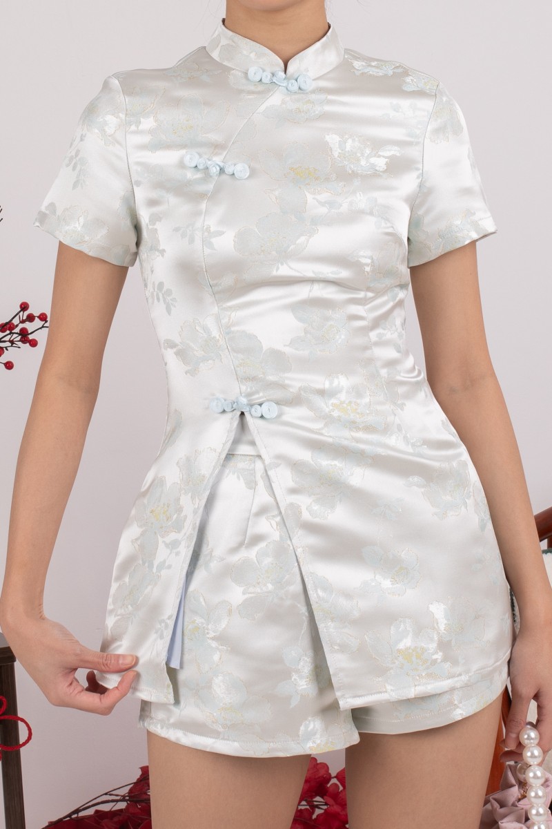 Blossom Jacquard Co-ord Set in Tiffany Blue