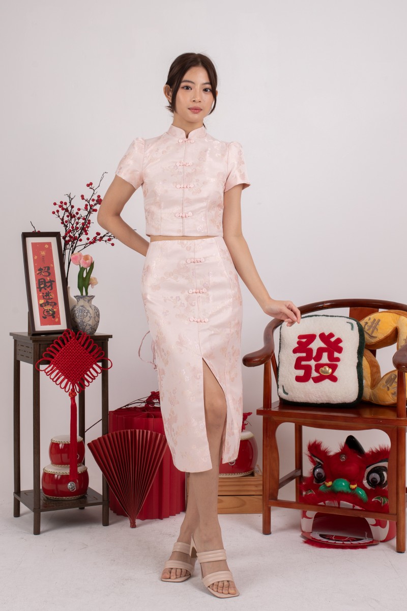 Evergold Jacquard Sleeved Top in Pink