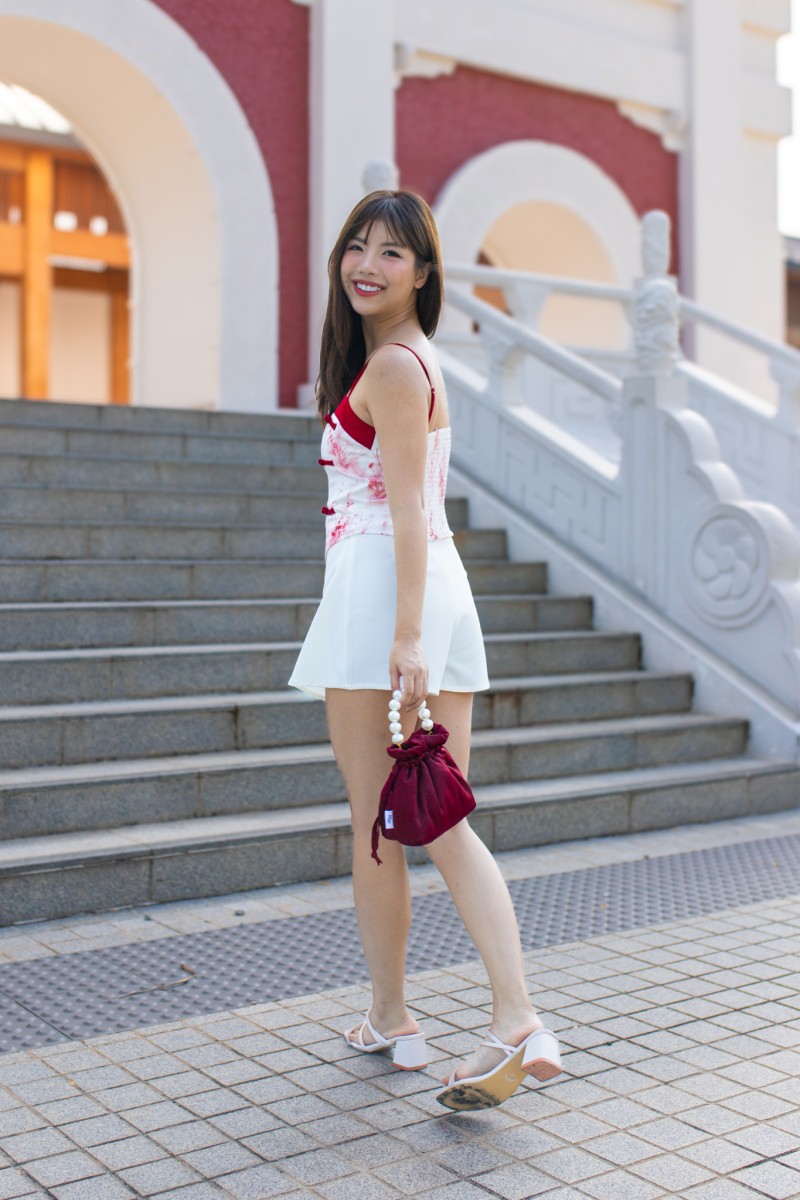 Arabel Printed Strap Top in Wine