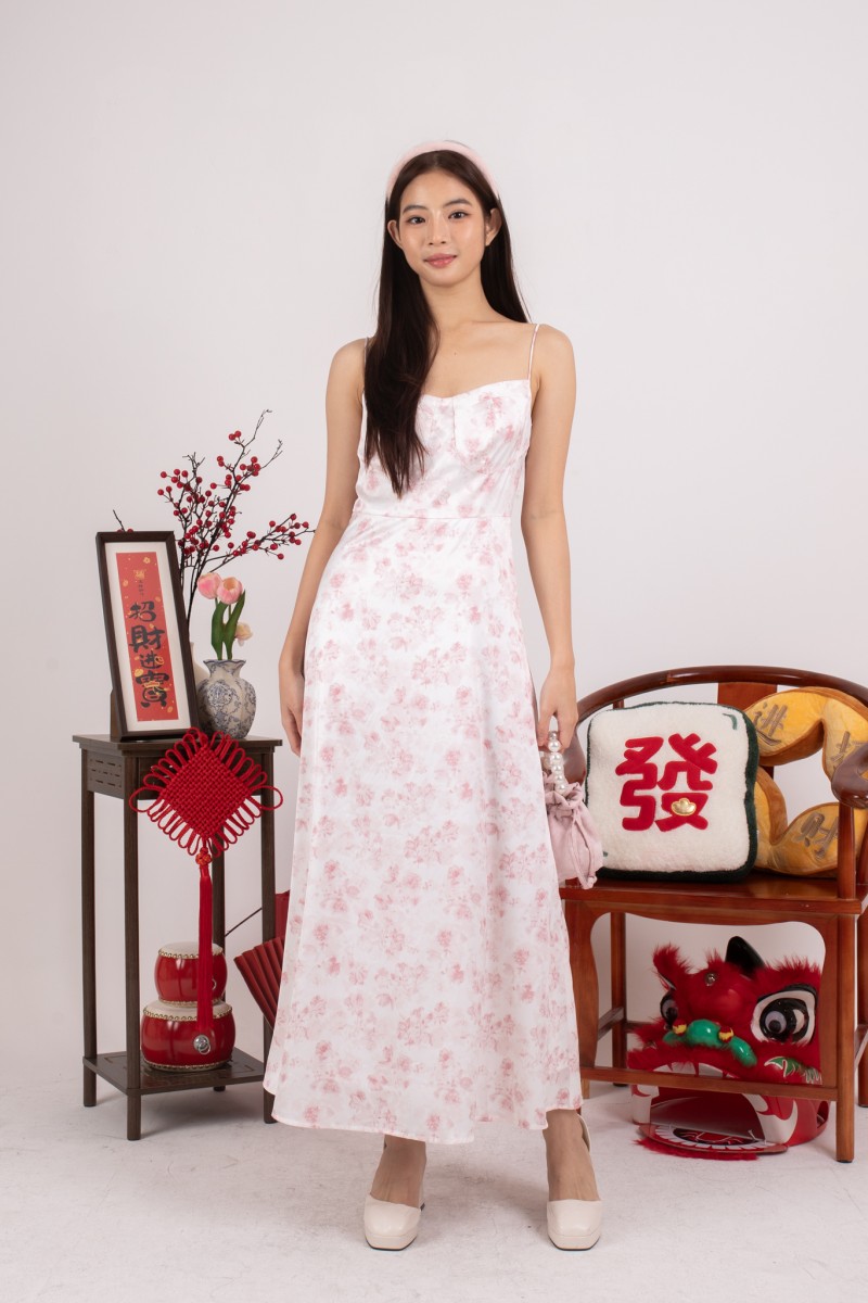 Moonlace Floral Maxi Dress in Pink