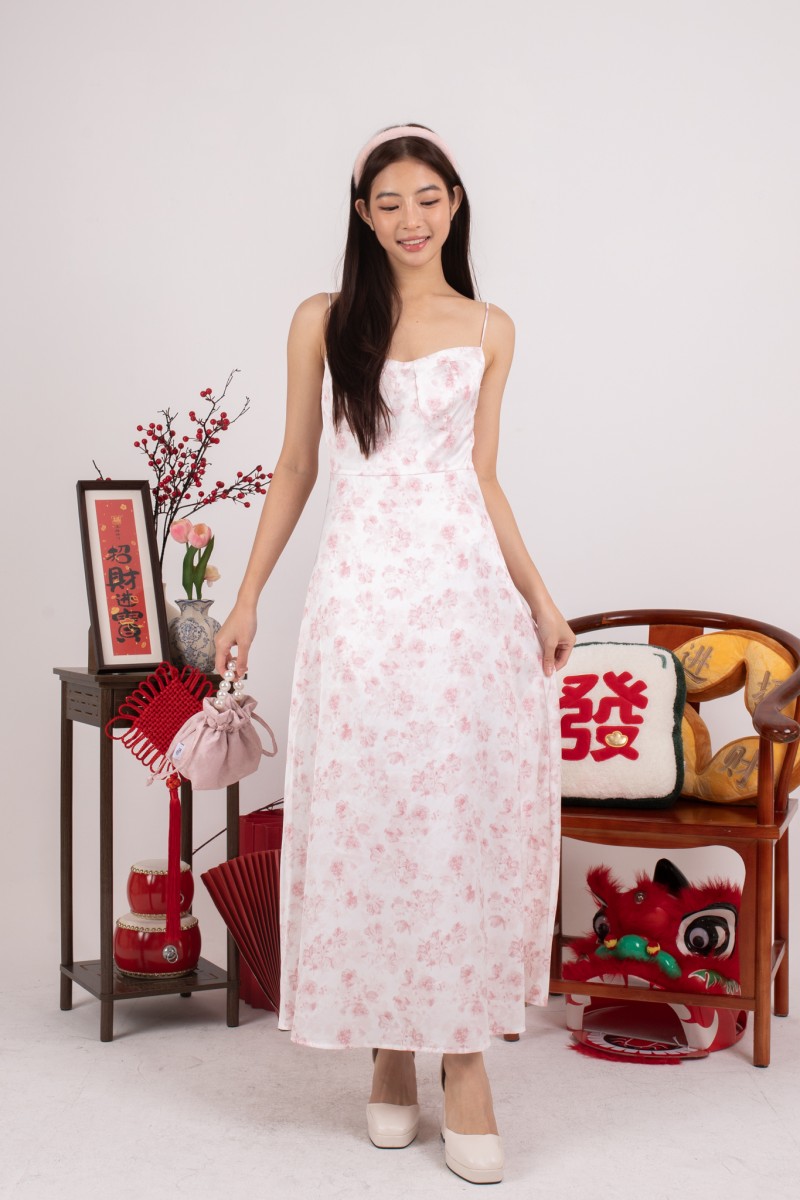 Moonlace Floral Maxi Dress in Pink