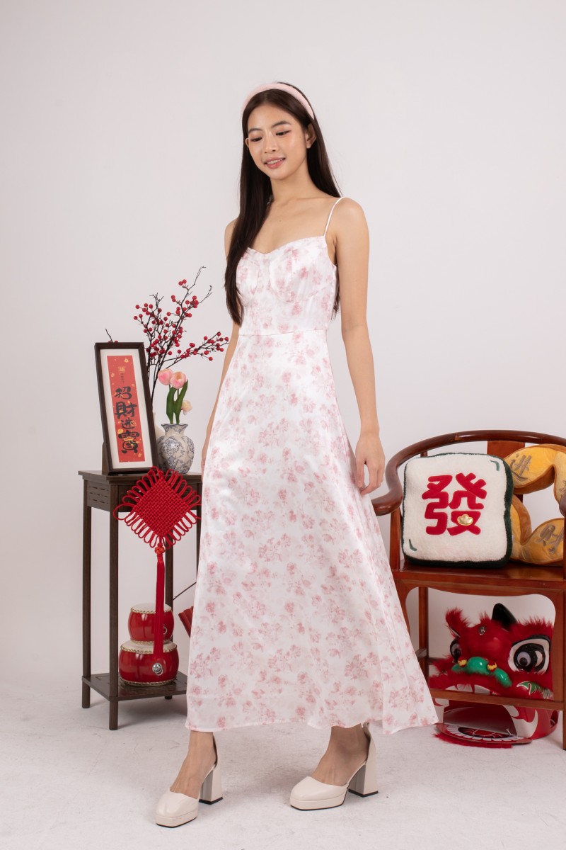 Moonlace Floral Maxi Dress in Pink