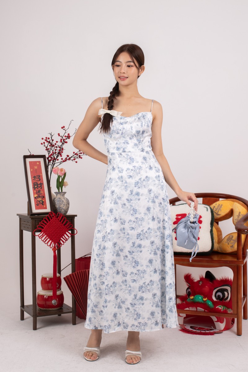 Moonlace Floral Maxi Dress in Blue