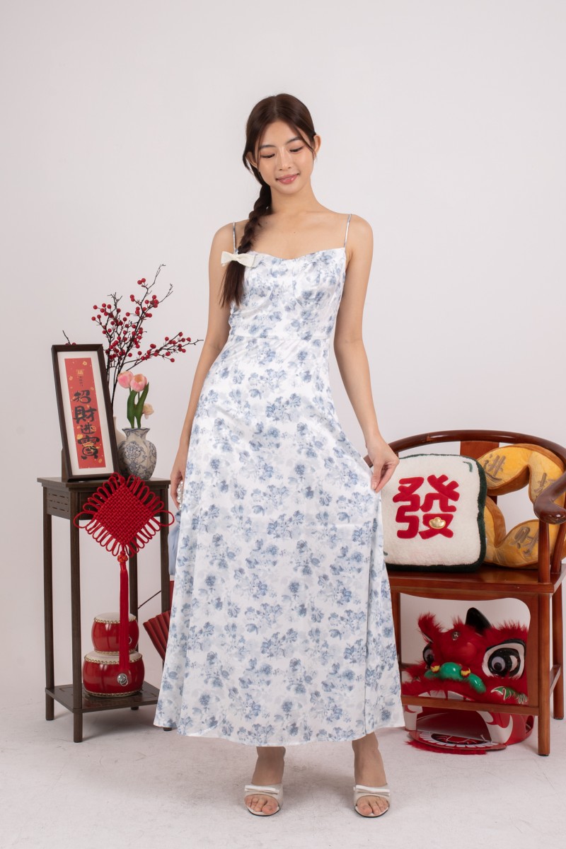 Moonlace Floral Maxi Dress in Blue