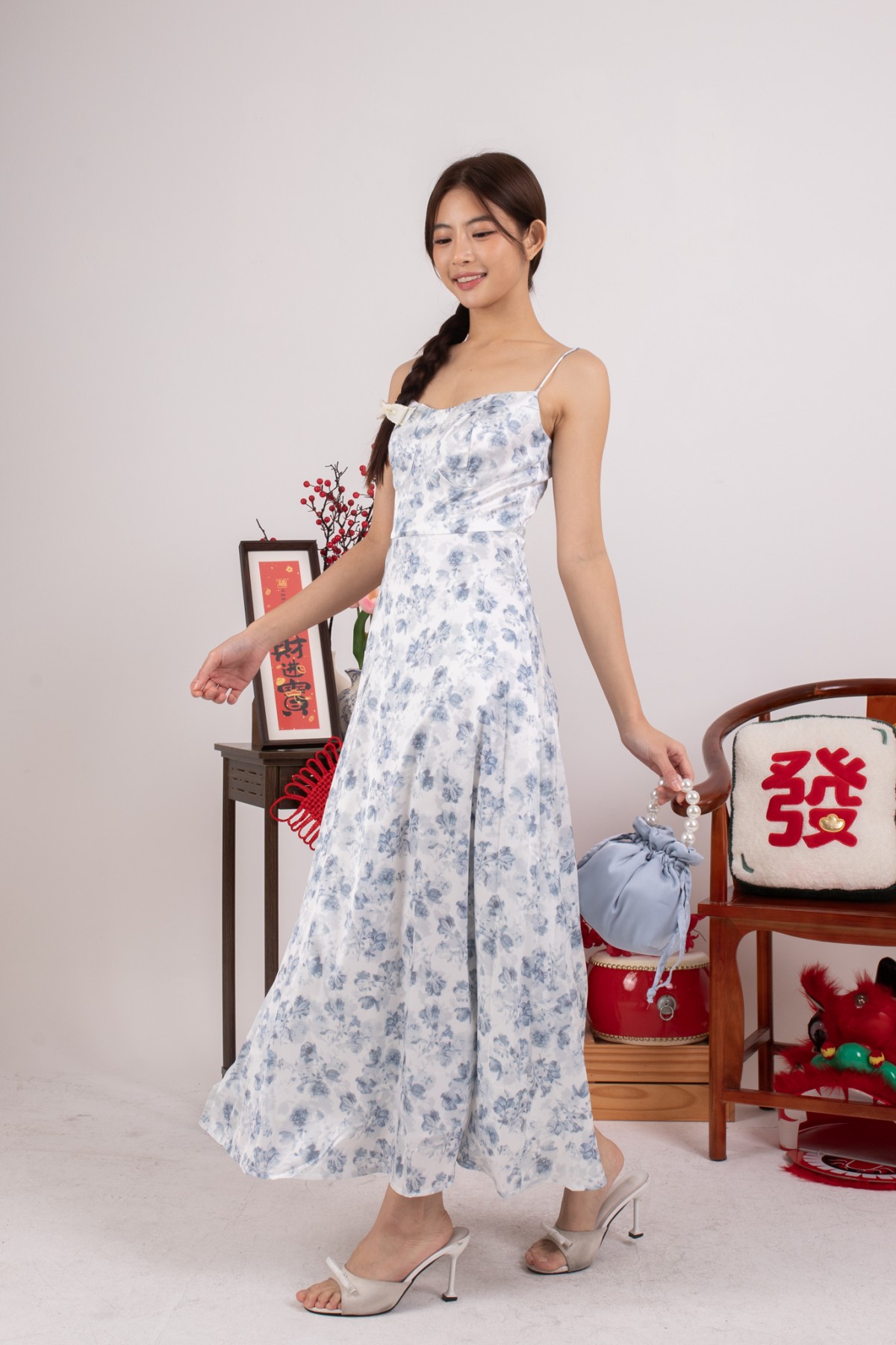 Moonlace Floral Maxi Dress in Blue