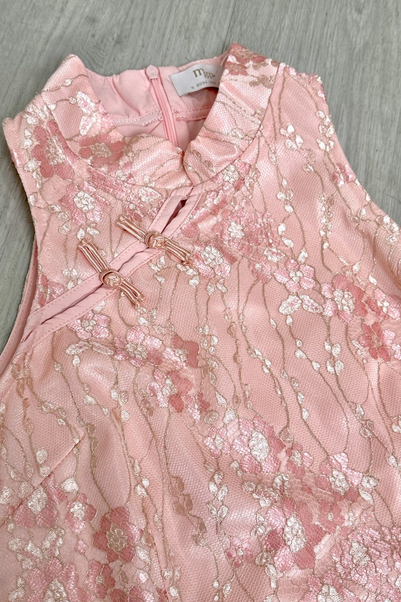 Celestial Lace Halter Dress in Pink