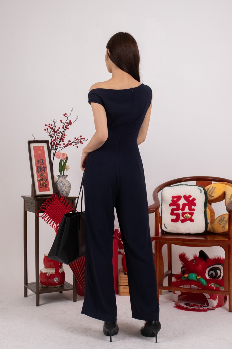 Polena Off-shoulder Jumpsuit in Navy