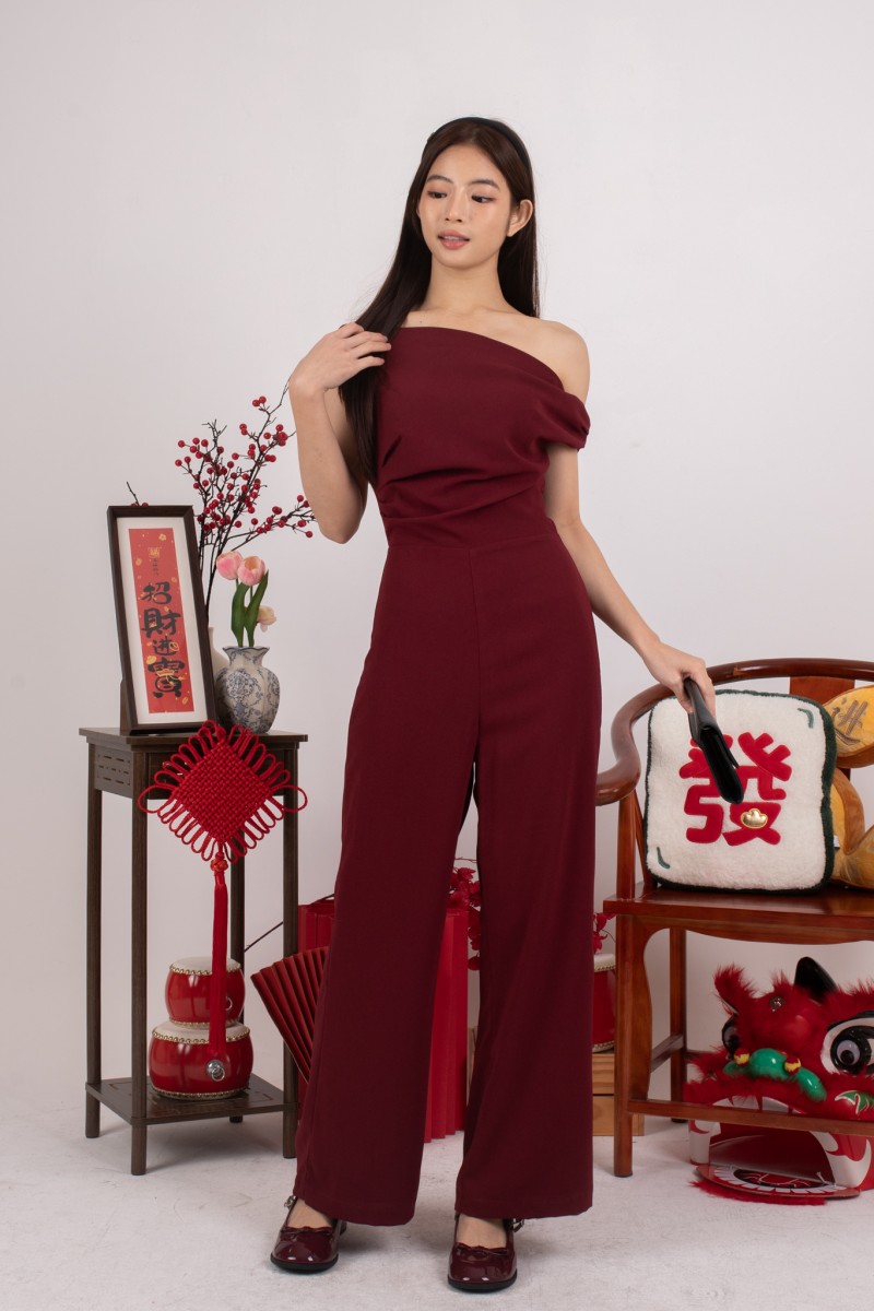 Polena Off-shoulder Jumpsuit in Wine