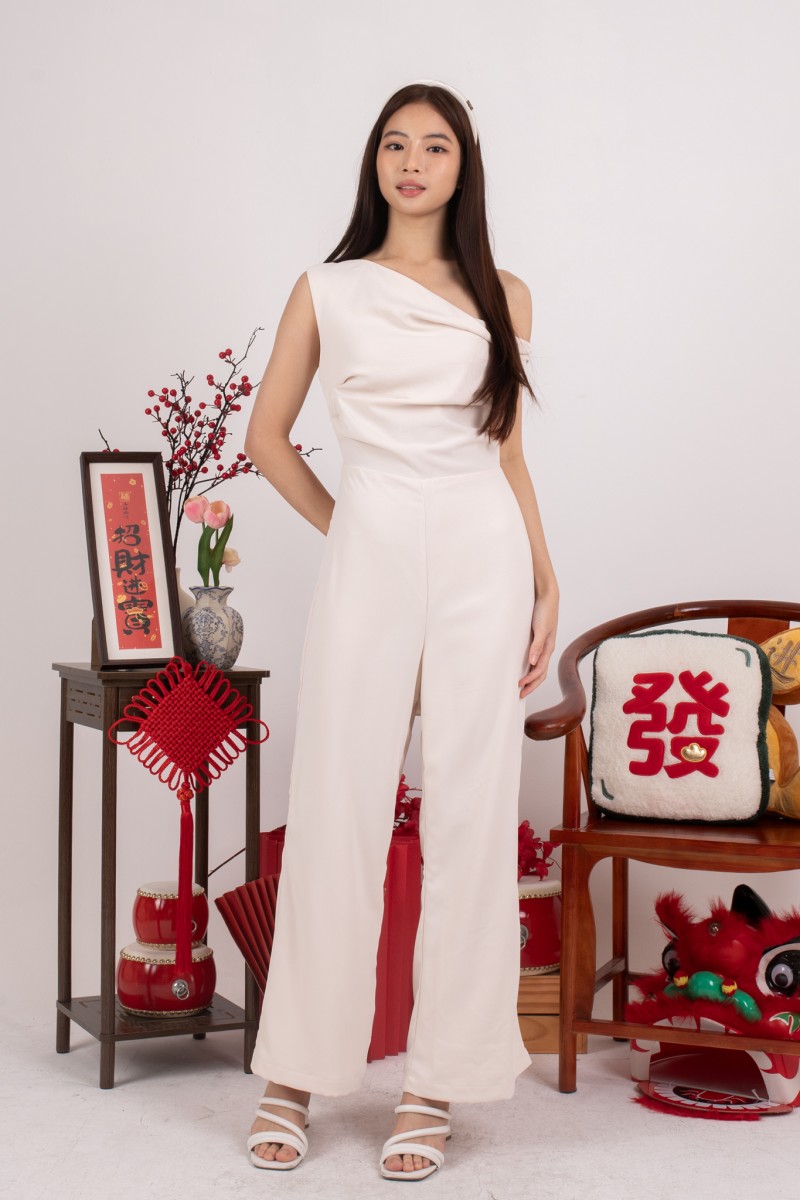 Polena Off-shoulder Jumpsuit in Cream